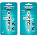 Gillette Mach3 Razor Handle + 1 Refill Cartridge, 2 Pack