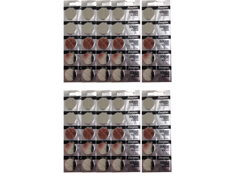 Energizer CR2025 Lithium Coin Batteries, 50 Pieces