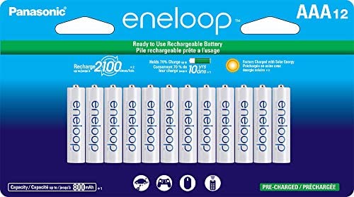 Panasonic Eneloop AAA Ni-MH Pre-Charged Rechargeable Batteries, 12 Pack