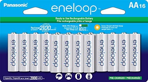 Panasonic Eneloop AA Pre-Charged Rechargeable Batteries, 16 Pack