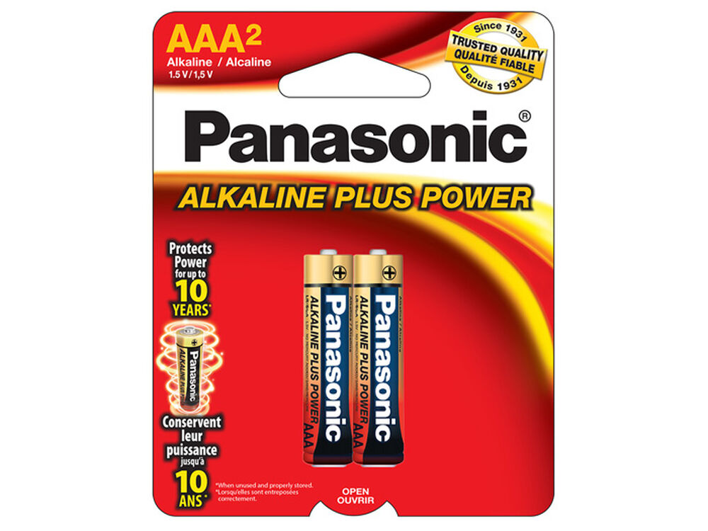 Panasonic AAA Plus Power Alkaline Batteries, 2 Pack