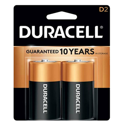 Duracell Coppertop D-2 Pack Alkaline Batteries