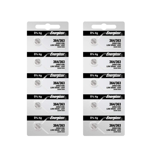 Energizer 364 Silver Oxide Coin Battery, 10 Pieces