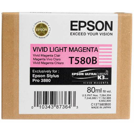 Epson 580 80ml Vivid Light Magenta Ink Cartridge f/ Stylus 3880