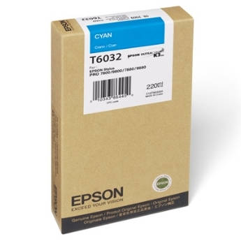 Epson T603200 Cyan Inkjet UltraChrome K3 (220ml) Cartridge for Stylus 7880/9880