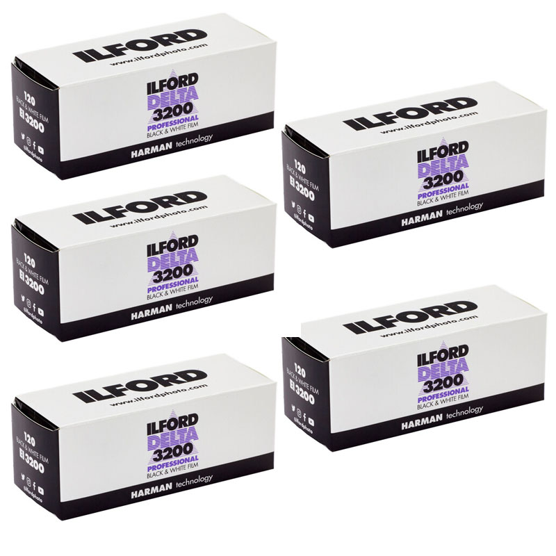 Ilford Delta Pro 3200 120 Speed Black & White Film, 5 Rolls