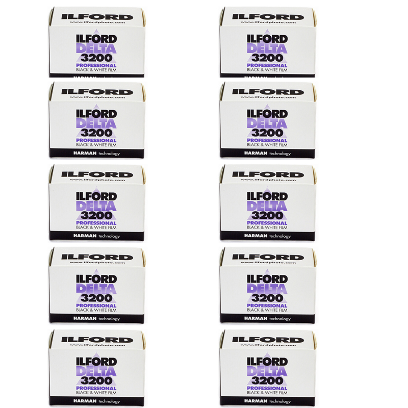 Ilford Delta Pro 3200 36 Exposure Black & White Print Film, 10 Rolls