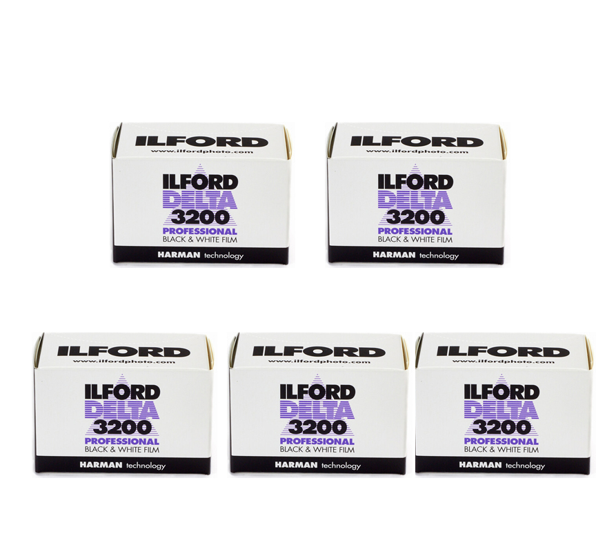 Ilford Delta Pro 3200 36 Exposure Black & White Print Film, 5 Rolls