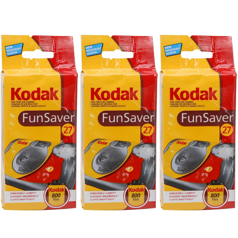 Kodak Funsaver Single Use 35mm Camera with Flash, 3 Pack