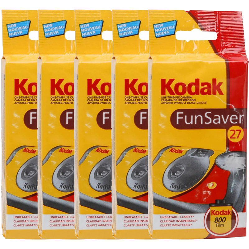 Kodak Funsaver Single Use Disposable 35mm Camera with Flash, 5 Pack