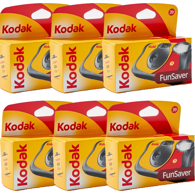 Kodak Funsaver Flash Single Use 35mm Camera 27+12 , 6 Pack