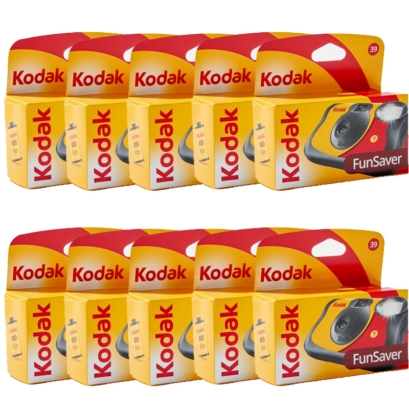 Kodak Funsaver Single Use 35mm Camera with Flash, 27+12 Exp, 10 Pack