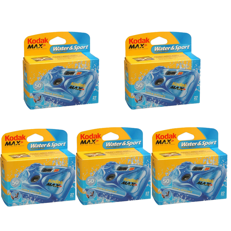 Kodak Single Use Max Water & Sport 35mm Disposable Camera, 5 Pack