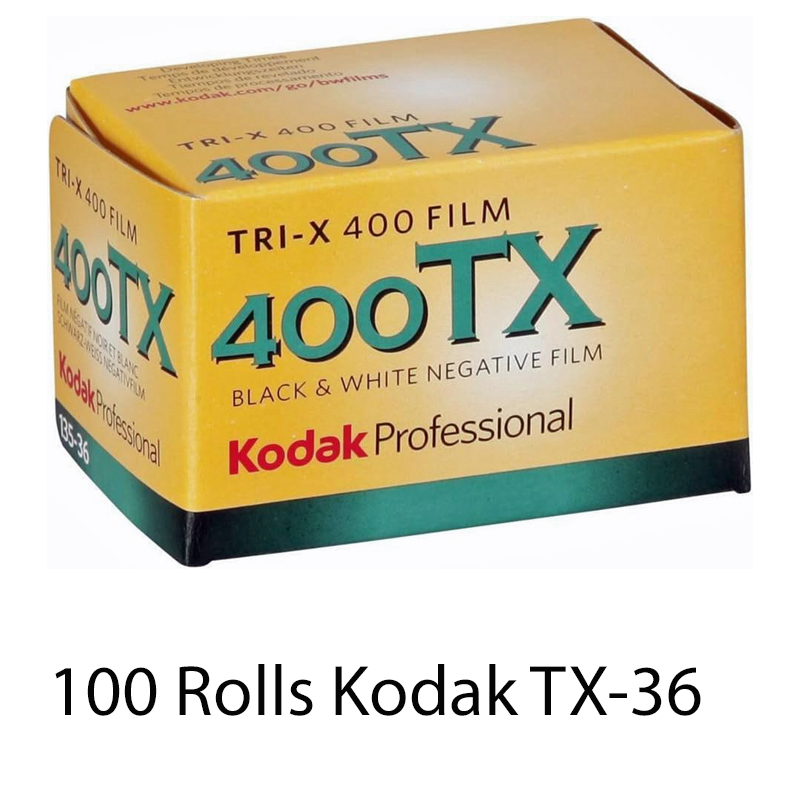 Kodak Tri-x 400 36 Exposure (TX-36) Professional Black and White Print 35mm Film, 100 Rolls