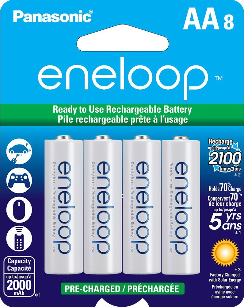 Panasonic eneloop AA Ni-MH Pre-Charged Rechargeable Batteries, 8 Pack