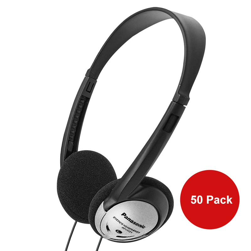 Panasonic RP-HT21 Lightweight Headphones with XBS, 50 Pack