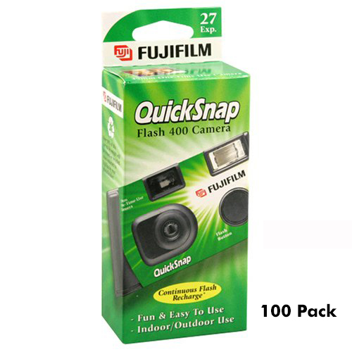 Fujifilm QuickSnap Flash 400 Single Use Disposable Camera, 100 Pack