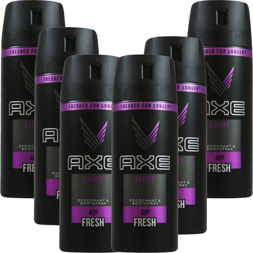 bijeenkomst Kliniek Mededogen Axe Excite Mens Deodorant Body Spray, 6 Pack