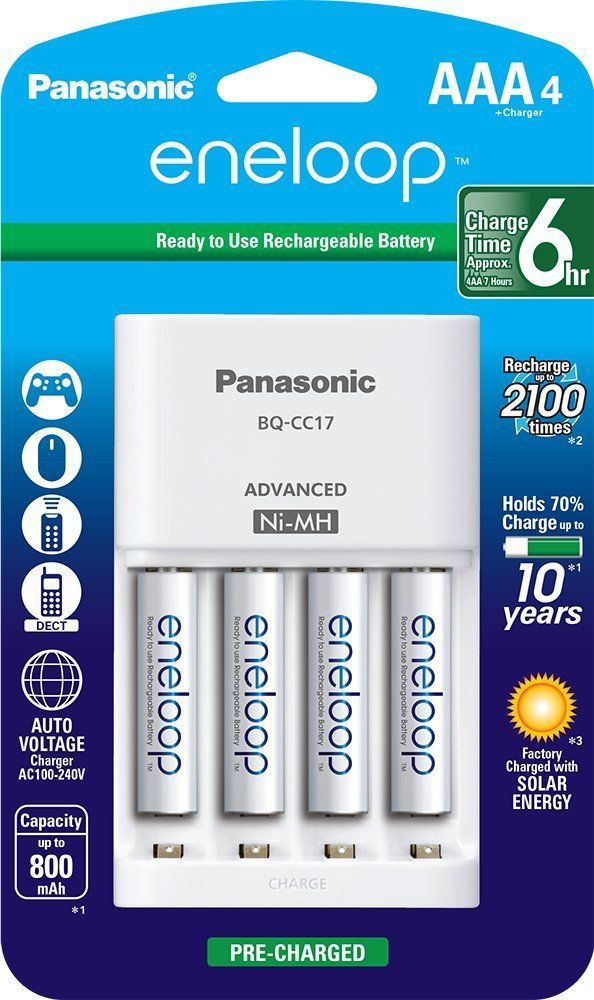 Panasonic Eneloop AAA 4 Position Charger with 4 AAA Rechargeable Batteries