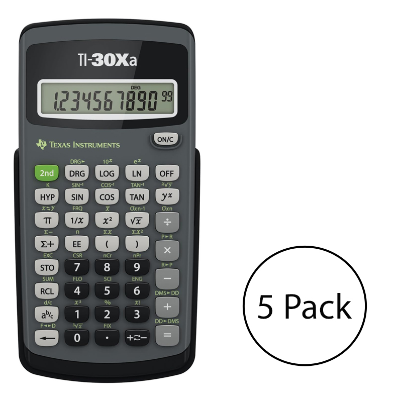 Texas Instruments TI-30Xa Scientific Calculator, 5 Pack