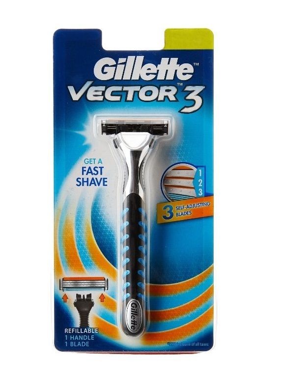 Gillette Vector 3 Razor Handle with 1 Refill Cartridge